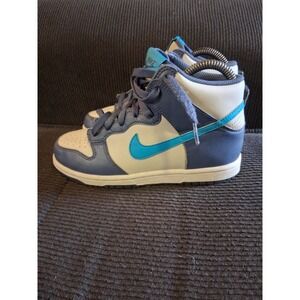 Nike Dunk High Kids 2.5Y Blue &‎ White Basketball Sneakers